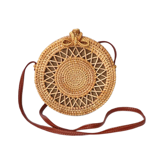Envío Rápido, Bolsa Redonda de Ratán, Bolsa Redonda de Paja y Ratán Hecha a Mano, Directo de Fábrica, Precios Competitivos, ODM - Product Image 1