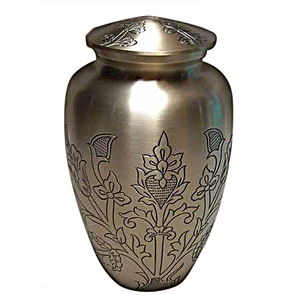 Urne funéraire en laiton poli gravé brun pour cendres humaines adultes, style américain/européen - Product Image 4