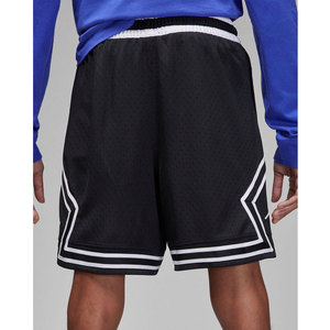 <b>Men</b> 100% Polyester Dry and Comfortable Diamond <b>Shorts</b> with Elastic Waistband Striped Knit Tape Black <b>White</b> Design Front Logo - Product Image 4