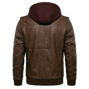 Nuevas Chaquetas de Cuero PU para Hombre, Cuello Alto, Estilo Vintage, Color Slim, Venta al por Mayor, Chaqueta Casual de Cuero PU, Moda Masculina - Product Image 3