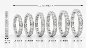 แหวนแพลตตินั่มทรงมรกต ประดับเพชรแบบพาเว่เต็มวง ขนาด 4.4 มม. ได้รับการรับรองจาก IGI ดีไซน์ทันสมัย เหมาะสำหรับงานแต่งงาน ครบรอบแต่งงาน หรือเป็นของขวัญสำหรับทุกเพศ - Product Image 2