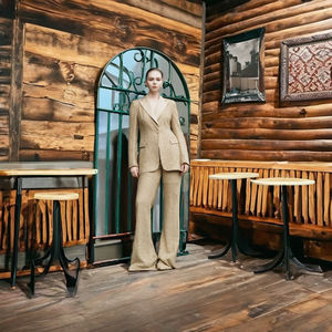 Pantalon Offre Spéciale femme NADIA PANTALON ÉVASÉ Jambes légèrement évasées Tissu en treillis rustique Vêtements décontractés pour femmes Étiquetage privé - Product Image 1