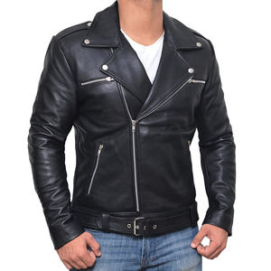 Chaqueta de Cuero de Excelente Calidad, MOQ Bajo, Chaqueta de Cuero 100% Genuino, Chaqueta de Cuero Negra Sólida Personalizada para Hombre - Product Image 6