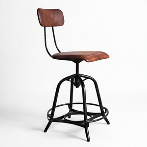 Industrial Vintage Leather <b>Bar</b> <b>Stools</b> Swivel Metal Frame <b>Adjustable</b> High Chair For Restaurant Cafe And Kitchen Island - Product Image 3
