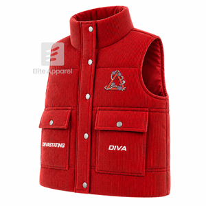 Custom Delta Sigma Theta sorority Puffer <b>vest</b> embroidered logo on front red and <b>white</b> color sleeveless jacket for female - Product Image 1