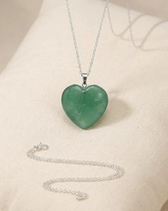 Green Quartz Heart Pendant <b>Necklace</b> Handmade <b>Boho</b> Crystal Jewelry Healing Energy Stone Gift for Women Fashion Jewelry - Product Image 4