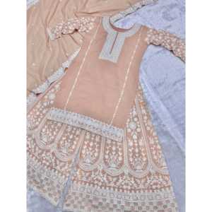 Ensemble haut-plazzo pour femmes avec broderie en chaîne et dupatta, haut et dupatta tendance avec broderie élégante - Product Image 4