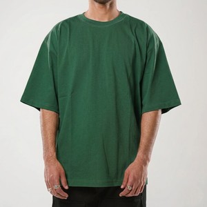 T-shirt vert surdimensionné pour homme, col rond uni, coupe ample, coton, streetwear, tee-shirt basique d'été, confortable, respirant, tissu doux - Product Image 6