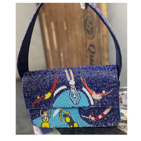 Tas kurir Boho wanita, tas kurir bahu pesta belanja malam Boho wanita, tas desainer manik-manik, buatan tangan gaya Bohemian mewah India