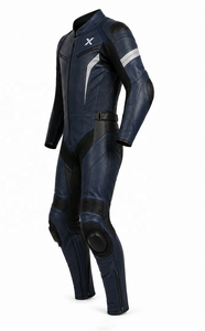 Combinaison de moto en cuir une pièce pour le tourisme sur route |   Noir Bleu marine |   Fabricant OEM ODM |   Qualité de conception haut de gamme | - Product Image 3