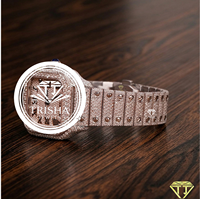 Montre exclusive en or rose avec diamants Moissanite, cadran entièrement serti de chiffres romains, montre de luxe pour homme