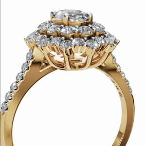 Anillo de Diamantes con Doble Halo y Banda Dividida, 1120 Quilates de Peso Total, 49 Diamantes, Elaborado en Oro Amarillo, Rosa o Blanco de 9kt, 14kt o 18kt - Product Image 3