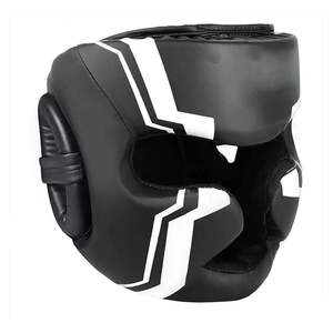 Protège-tête de Muay Thai professionnel personnalisable en cuir PU de haute qualité, respirant, noir, robuste, toutes saisons, OEM - Product Image 3