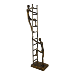 Statue en métal de personne assise sur une échelle, sculpture en laiton pour décoration de table / Sculpture moderne de figure humaine - Product Image 5