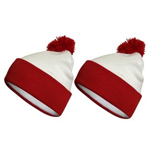 Gorro de Punto Rojo y Blanco de Poliéster/Algodón con Bordado a Mano, Unisex, para Adultos, Estilo Casual, para Invierno - Product Image 6