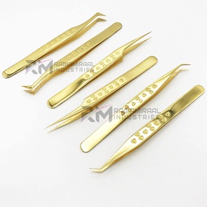 แหนบต่อขนตาเคลือบทอง 24k ระดับมืออาชีพ สำหรับต่อขนตาแบบวอลลุ่ม ปลายแหลมสแตนเลสสตีล รับทำโลโก้-ขายส่ง - Product Image 3