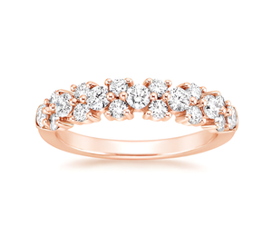 Bague de mariage tendance Aniva pour homme en or blanc, jaune et rose 18 carats avec diamants de laboratoire CVD EF VVS en grappe graduée certifiée IGI - Product Image 2