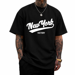 T-shirt imprimé New York Victory pour hommes, coton premium, coupe ample, streetwear urbain tendance - Product Image 3