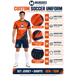 Conjunto de Uniforme de Fútbol Personalizado, Camiseta y Pantalones Cortos, Tejido 100% Poliéster de Secado Rápido, Anti-Humedad, Anti-Bacteriano y Anti-UV - Product Image 6