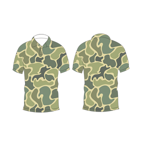 เสื้อโปโลลายพรางสีเขียวมะกอกสำหรับผู้ชาย แขนสั้น สวมใส่สบาย พิมพ์ลาย เสื้อยืดกอล์ฟ - Product Image 3