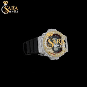 High Quality Square <b>Case</b> Mechanical <b>Watch</b> Half Iced Moissanite Diamond Rubber Strap Stainless Steel Hip Hop Business Style - Product Image 2