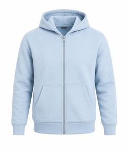 Sweat-shirt à capuche zippé pour homme, couleur claire, coupe classique, 100% coton molletonné, avec poche, style streetwear décontracté, tendance, vente chaude - Product Image 1