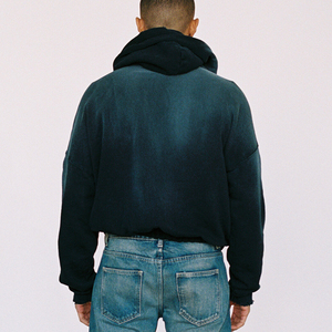 Wholesale <b>Men's</b> Vintage Stone Acid Washed Lightweight Fleece Embroidered Hoodie 100% Cotton Eco-Friendly Breathable - Product Image 4