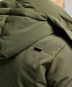 Parka d'hiver imperméable vert olive pour homme, manteau épais à capuche en duvet, col montant, fermeture éclair, vêtement d'extérieur sportif - Product Image 6