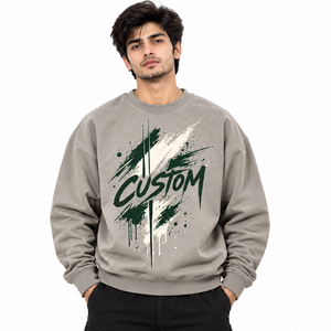 เสื้อสเวตเชิ้ตคอกลมสีน้ำเงินกรมท่า พิมพ์ลายกราฟิก ทรงโอเวอร์ไซส์ ลายภาพวาดนามธรรม สไตล์ลำลอง สตรีทแวร์ พิมพ์ลายตามสั่ง ขายส่ง สหรัฐอเมริกา - Product Image 4
