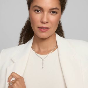 Diamond Lariat <b>Necklace</b> with 1.5 CTW Round Cut Diamonds in White Gold - Product Image 6