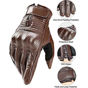 ถุงมือขี่มอเตอร์ไซค์หนังแท้ปักโลโก้แบบกำหนดเอง สำหรับกีฬาและแข่งรถ - Product Image 3