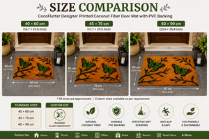 Tapis d'entrée en fibre de coco imprimé CocoFlutter avec motif papillon et support en PVC, en coco naturel, design personnalisé - Product Image 5