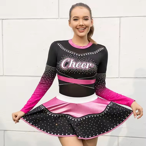 Ensembles d'uniformes de cheerleading personnalisés en polyester à transfert thermique, haut et jupe de performance athlétique, vente en gros, multicolores, pour adultes, haute qualité - Product Image 3