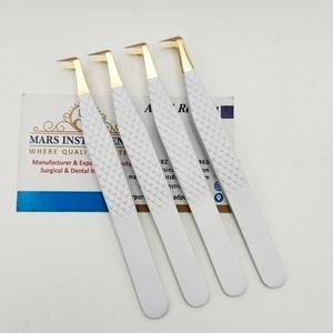 Pinzas para Extensiones de Pestañas de Acero Inoxidable Japonés Blanco Mate con Diferentes Puntas - Product Image 3