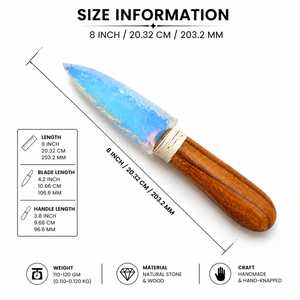 Cuchillo de Cristal Opalita Hecho a Mano al por Mayor de 8 Pulgadas con Mango de Madera, Escultura Grabada de Arte Folclórico Indio, Decoración Espiritual Coleccionable - Product Image 4