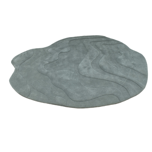 Tapis moderne en laine tuftée à la main, motif abstrait, gris minimaliste, contour topographique sculpté, irrégulier 6x7 - Product Image 2