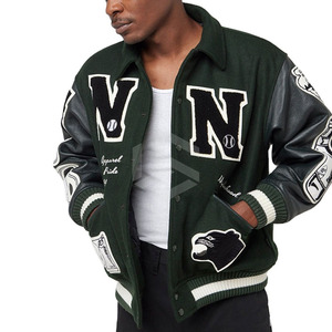 2026 Hot Selling Custom Embroidery Canvas Sleeve Waterproof Breathable Eco-Friendly High Street Style <b>Varsity</b> <b>Jacket</b> for <b>Men</b> - Product Image 1