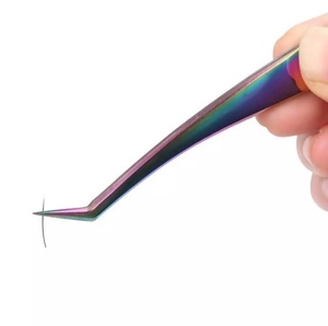 Professional Stainless Steel Fiber <b>Lash</b> & Eyelash Tweezers High Quality Precision 10mm Smooth Tip Durable Model - Product Image 1