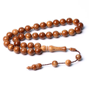 Perles de prière islamiques traditionnelles en bois naturel écologique, faites à la main, polies, pour le Zikr quotidien - Product Image 6