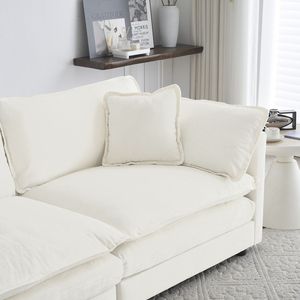 Set Divano Componibile Imbottito 4 Pezzi: 1 Divano a 2 Posti e 2 Pouf per Soggiorno - Product Image 4