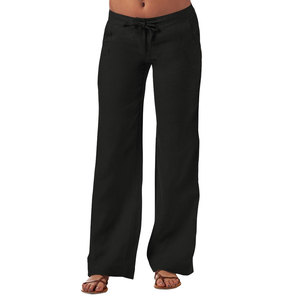 Women's Black <b>Straight</b> <b>Leg</b> Woven <b>Cargo</b> Pants High Waist Zipper Fly Casual Full Length Solid Color Regular Fit Breathable Pants - Product Image 2