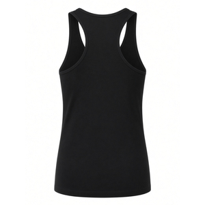Débardeur Zeta Phi Beta pour femme, noir côtelé, dos nageur, avec applique lettre grecque en sergé bleu roi ZOB, sans manches, ajusté, pour sororité - Product Image 4
