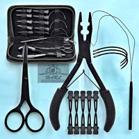 Kit d'outils professionnels tout-en-un en acier inoxydable pour extensions de cheveux : pinces, ciseaux à boucles, aiguilles pour pose et retrait de micro/nano extensions