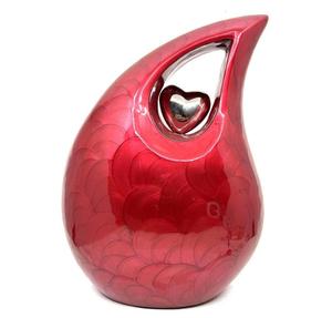 Magnifiques urnes funéraires pour adultes en forme de goutte d'eau avec cœur gravé en rouge, pour cendres funéraires, 200 pouces cubes, écologiques et durables - Product Image 4