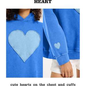 2025 2025 femmes surdimensionné coeur Patch Couples sweats à capuche poids lourd Vintage polaire sweats grande taille vêtements pour femmes - Product Image 6