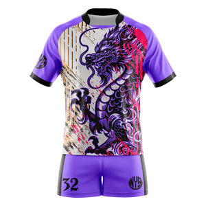 Men's Custom Rugby Uniform Set Player Name Front Orange <b>Black</b> <b>White</b> <b>Striped</b> Sublimated Printed 100% Polyester Breathable Elastic - Product Image 1