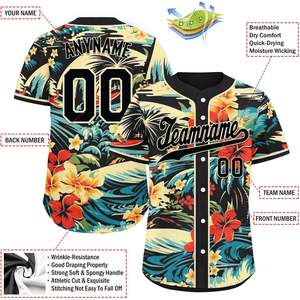 2025 personnalisable maillot de Baseball pour femmes respirant hawaïen imprimé/Tropical brodé uniforme chemise avec nom et numéro - Product Image 3