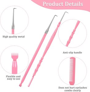 Herramienta de Doble Punta para Lifting de Pestañas, Color Rosa, con Punta de Acero Inoxidable y Cepillo Spoolie - Product Image 2