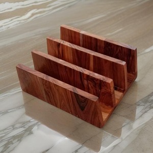 Soporte de Madera Premium para Tablas de Cortar con TRES Ranuras, Base Sólida, Organizador Moderno para Encimera de Cocina, Almacenamiento de Tablas de Cortar - Product Image 5