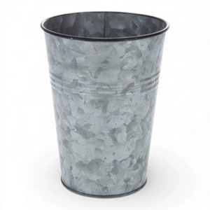 Macetero Redondo de Metal Galvanizado Resistente y Moderno con Acabado Acanalado para Decoración Rústica de Interiores y Exteriores - Product Image 2